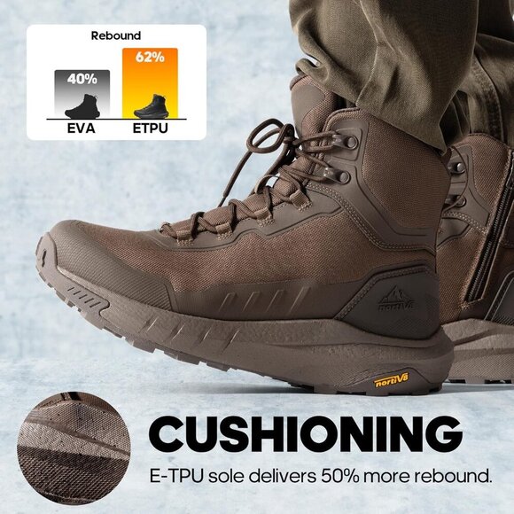 〽️Men\'s Dark Brown Nortiv 8 Tactical Hiking Lightweight Arch Support Work Boots main image 6
